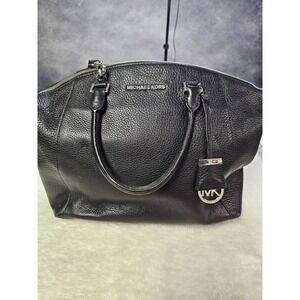 Michael Kors Riley Large Pebbled Black Leather Satchel